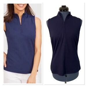 J.McLaughlin Womens Bedford Blue 1/4 Zip Polo Top Catalina Cloth Golf Preppy S